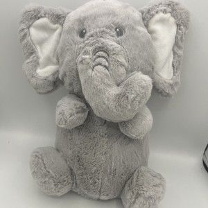Kelly Toy Elephant Rattle 11" Plush Crinkle Ears Gray Sitting  Toy Baby Gift